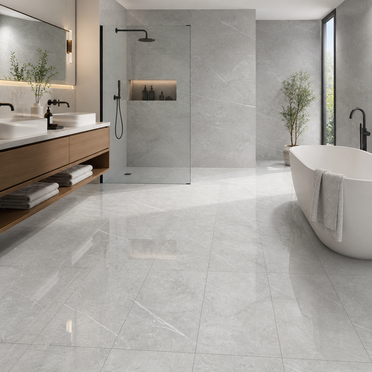 Theater Pearl 12x24 Polished Marble Effect Porcelain Tile