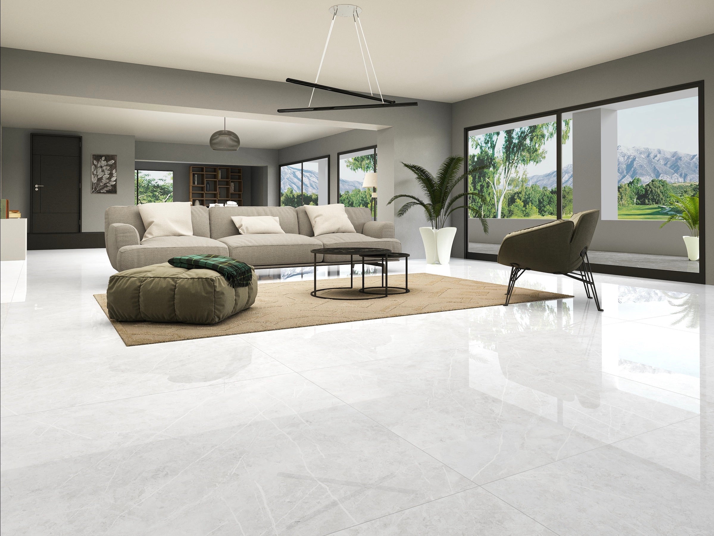 Theater White 12x24 Matte Marble Effect Porcelain Tile