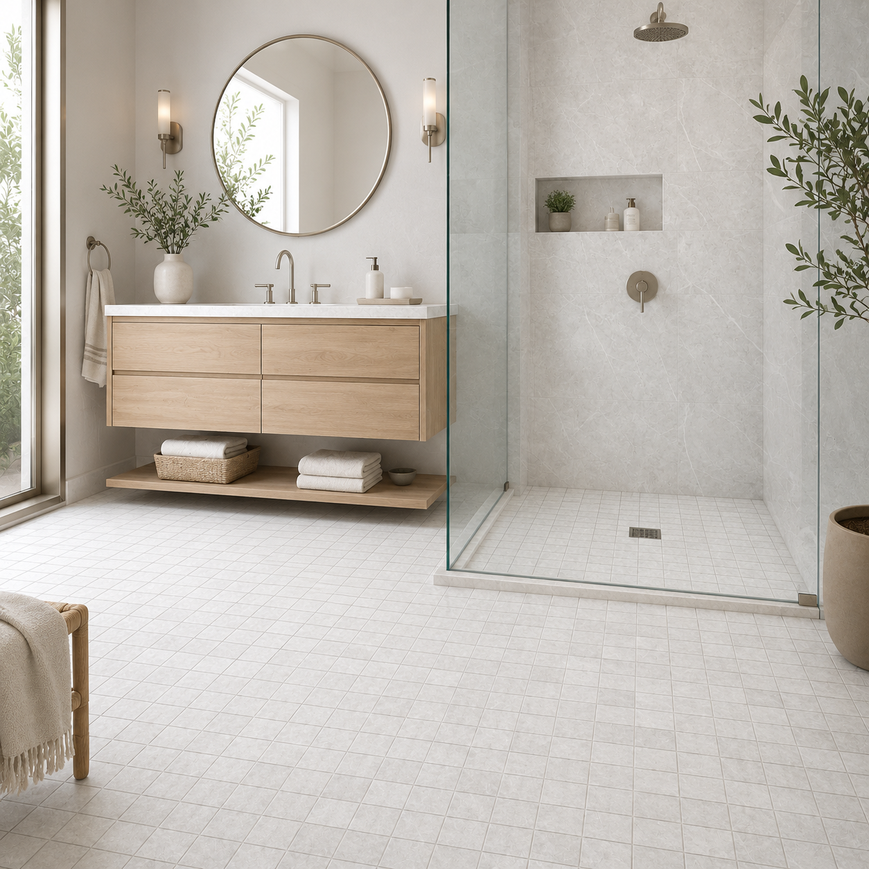 Theater White Mosaic 2x2 Matte Finish Porcelain Tile