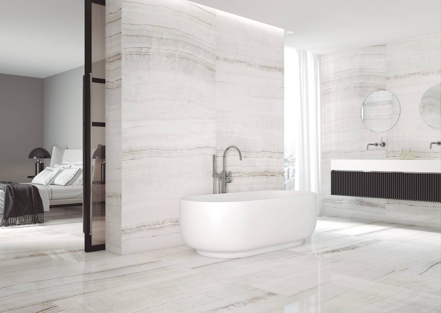 Tivoli Blanco 24x48 Matte Vein Cut Porcelain Travertine