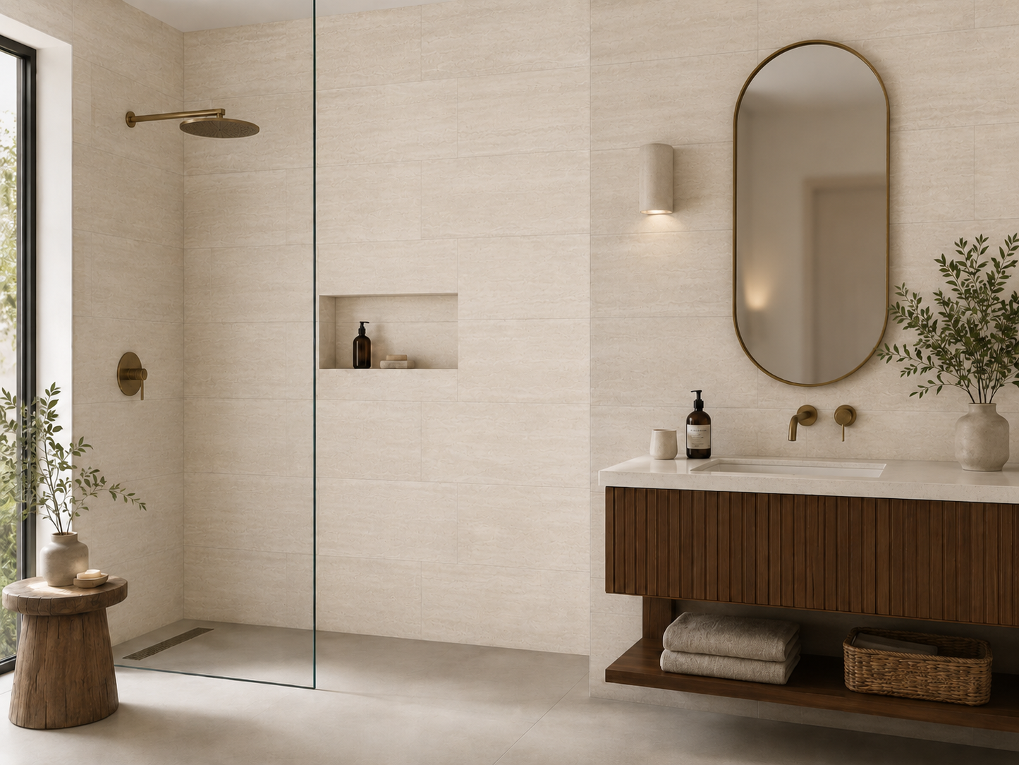 Traverland Ivory 12x24 Matte Vein Cut Porcelain Travertine
