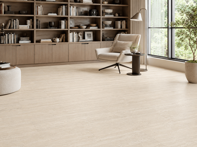 Traverland Ivory 12x24 Matte Vein Cut Porcelain Travertine
