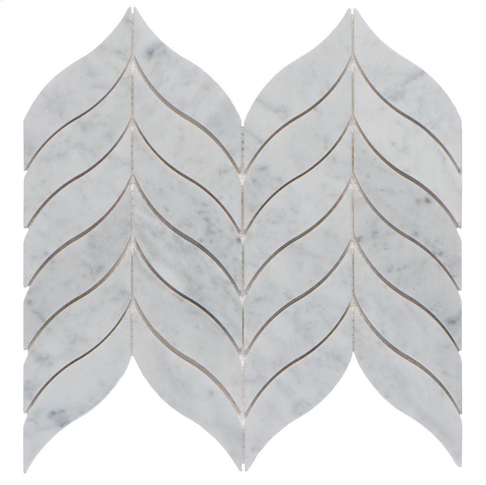 Waterjet Tulip Polished Finish Marble Mosaic Tile