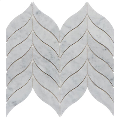 Waterjet Tulip Polished Finish Marble Mosaic Tile
