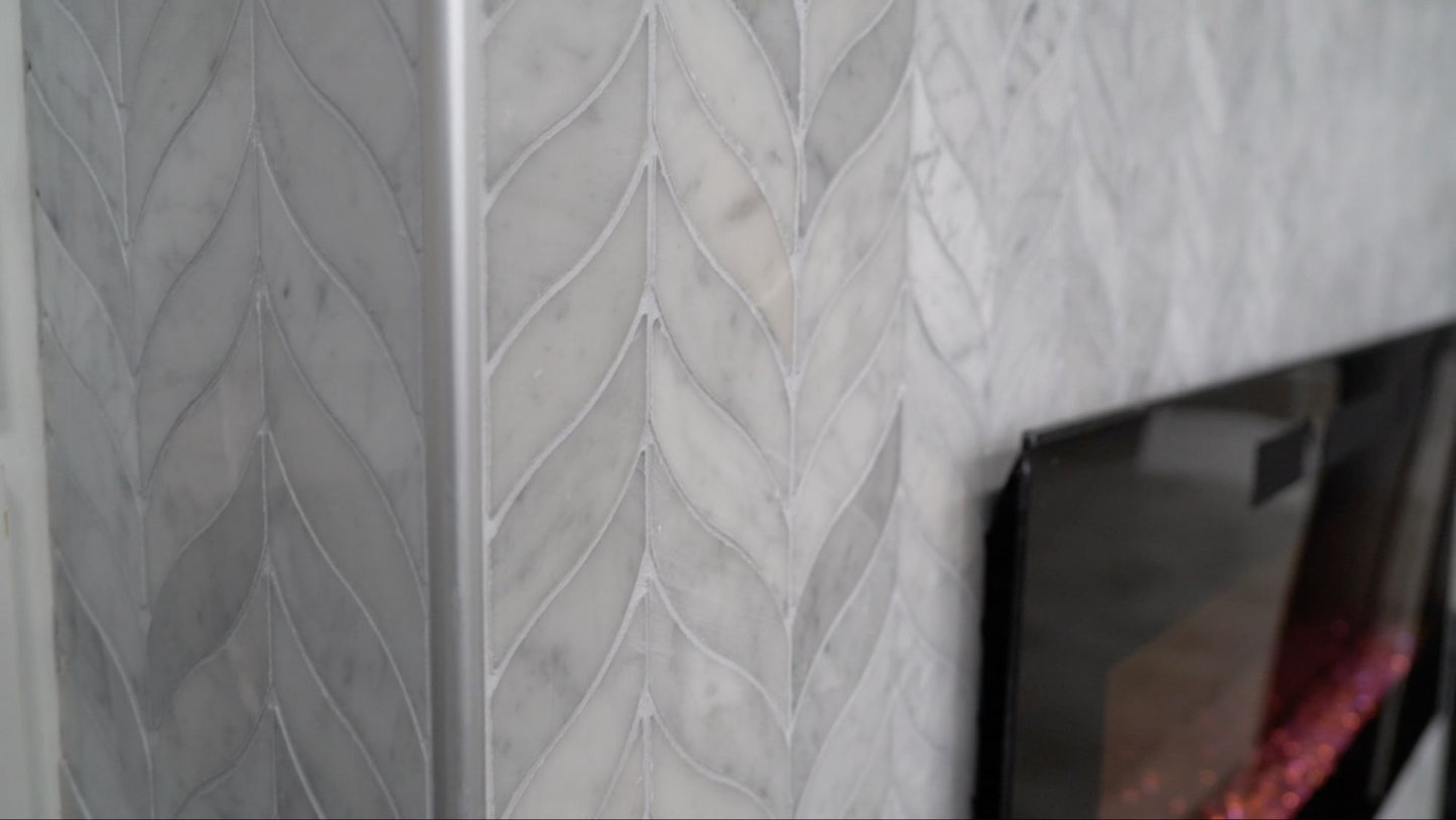 Waterjet Tulip Polished Finish Marble Mosaic Tile