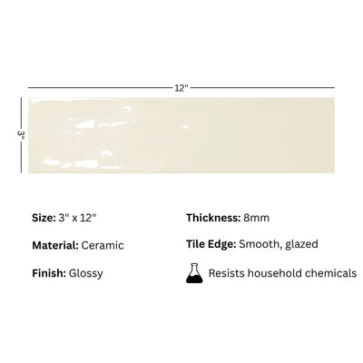 Wavy 2 Taupe 3x12 Glossy Ceramic Subway Tile for Backsplash/Wall