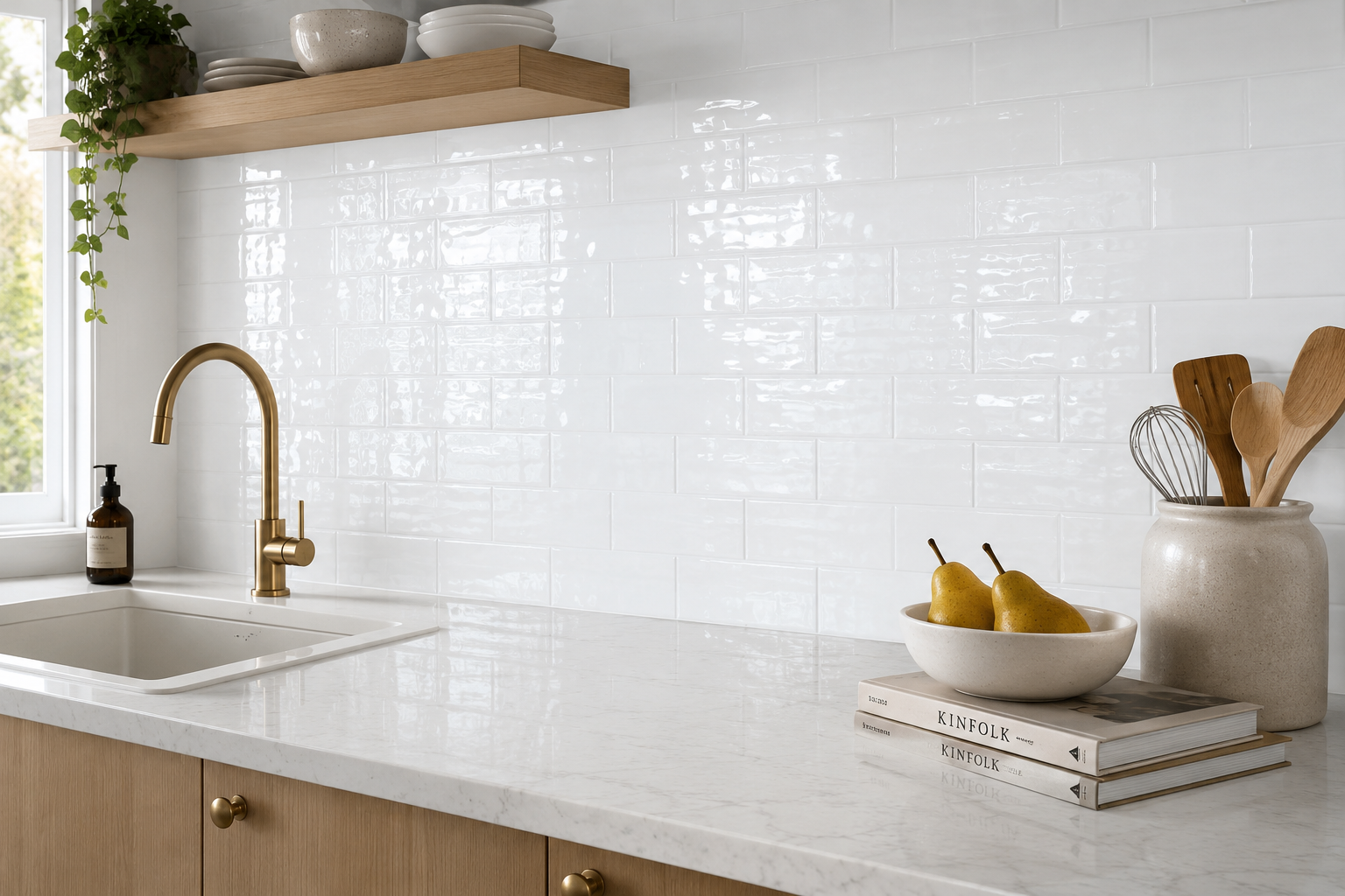 Wavy 2 White 3x12 Glossy Ceramic Subway Tile for Backsplash/Wall