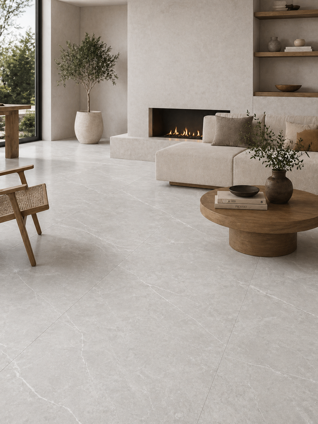 Vena White 24"x48" Matte Finish Porcelain Tile